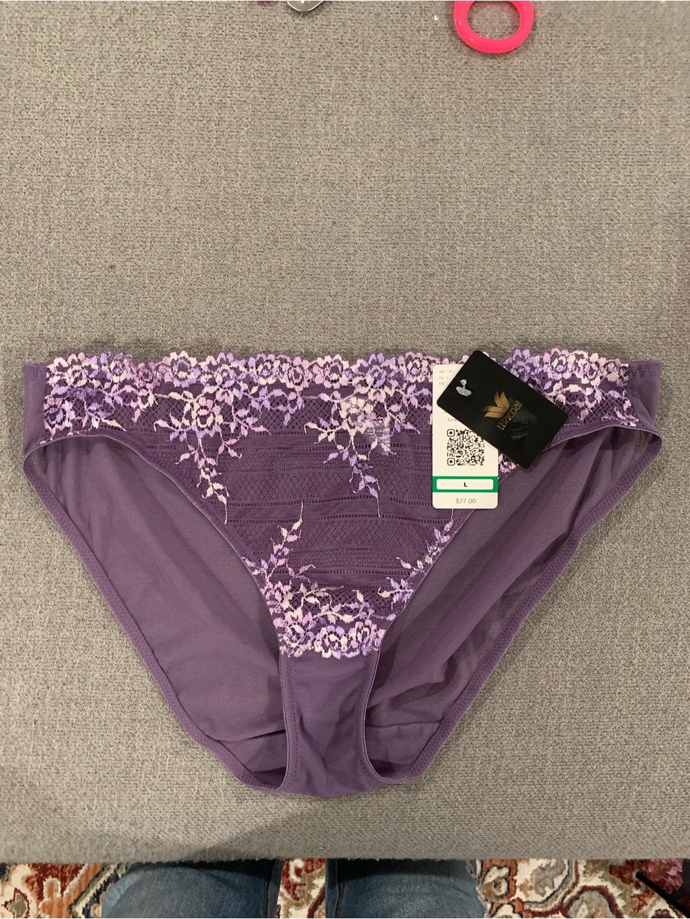 NWT Wacoal Lavender Floral Lace Underwire Bra & Matching Briefs - Picture 6 of 7